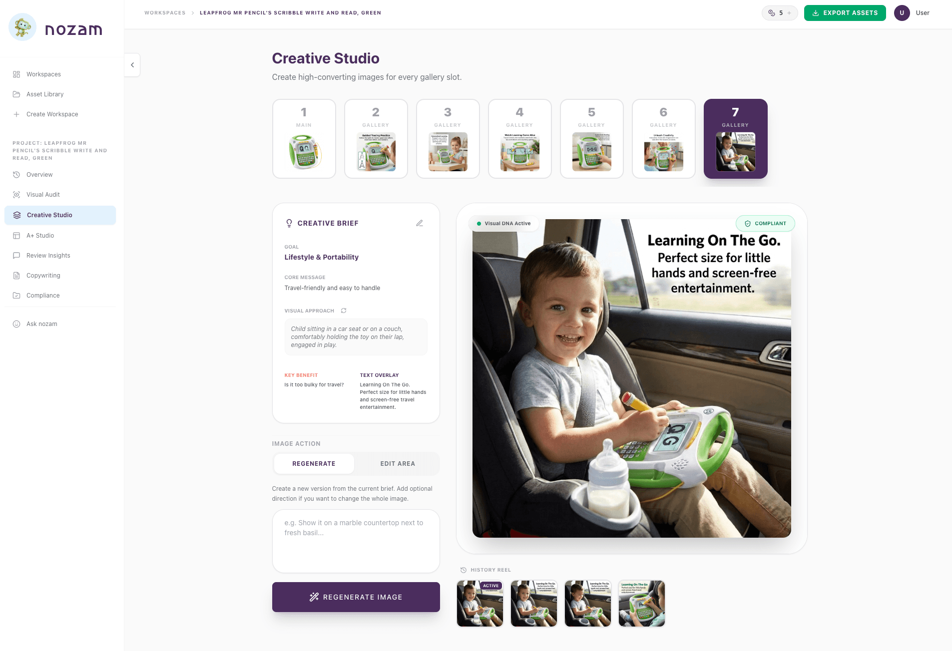 nozam Creative Studio generating high-converting images for every gallery slot