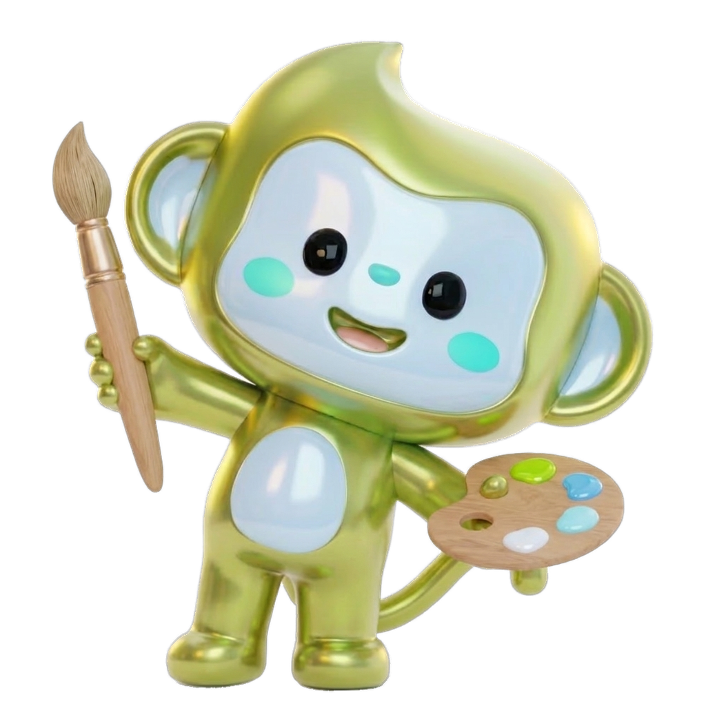 nozam mascot with a paintbrush and palette